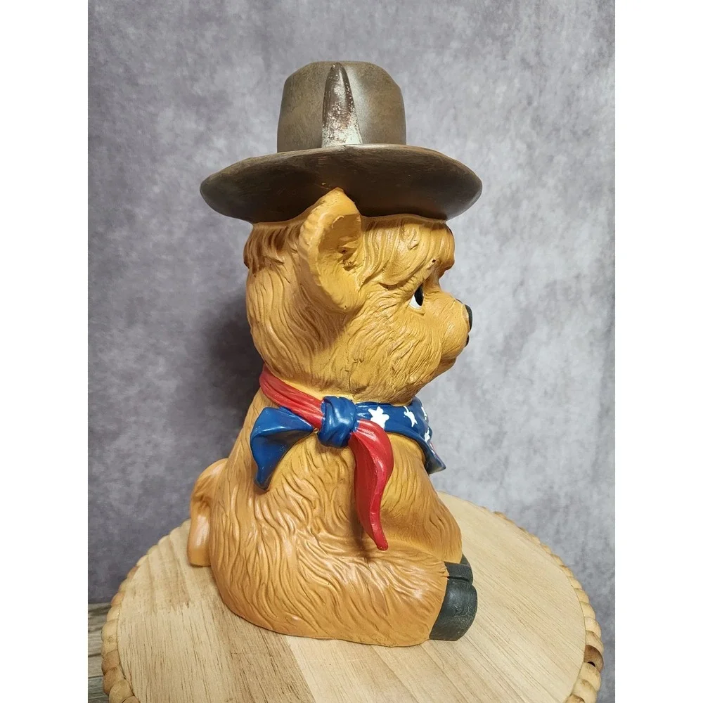 Patriotic 4th of July Memorial Day Highland Cow W/ Cowboy Hat Scarf Figurine 10